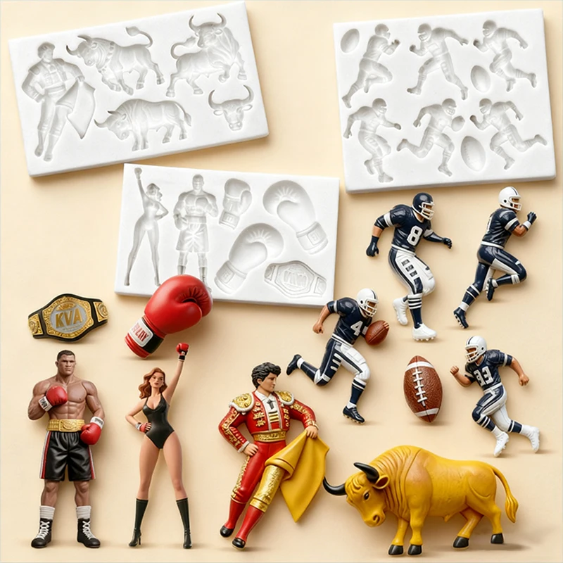 Matador, boxer trophy, glove silicone mold, model, rugby player silicone mold, diy glue,cookie baking, gummy candy silicone mold