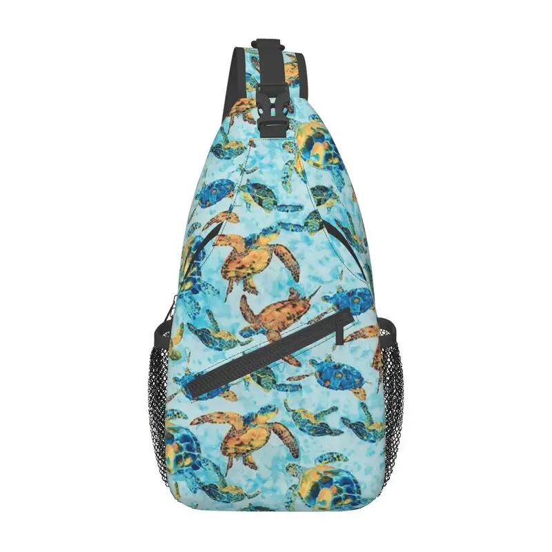 

Casual Watercolor Turtles Pattern Sling Bags for Cycling Camping Men's Ocean Lover Chest Crossbody Backpack Shoulder Daypack