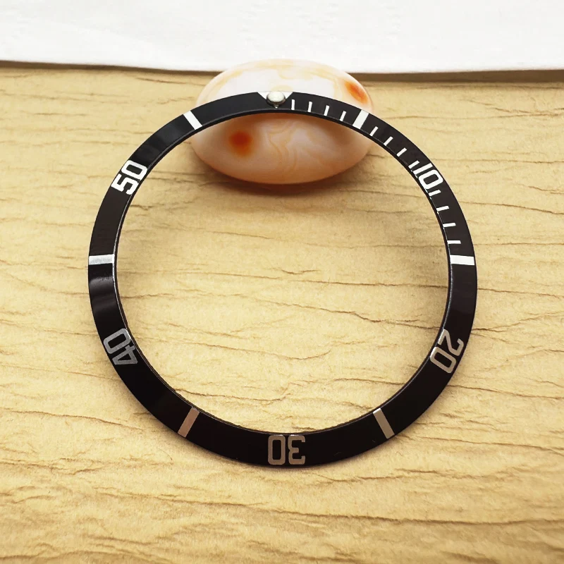 36.5mm vintage Curved Aluminum Watch bezel Ring Fit for 40mm case GMT SUB Mens Diving Watch Case NH35 NH36 Movement Accessories