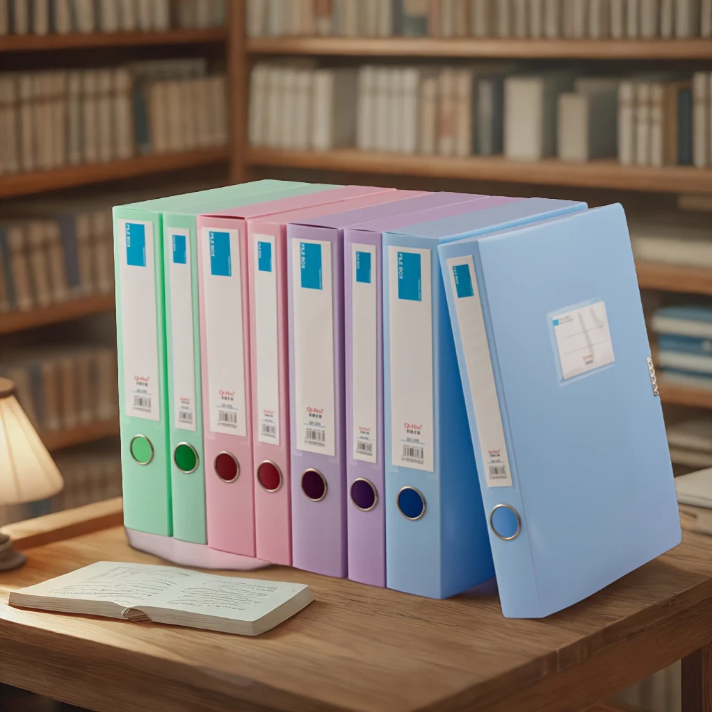 

55mm Thick A4 File Box - Durable PP Material, Vertical Large Capacity Office Storage Folder with Tabs for Easy Organization