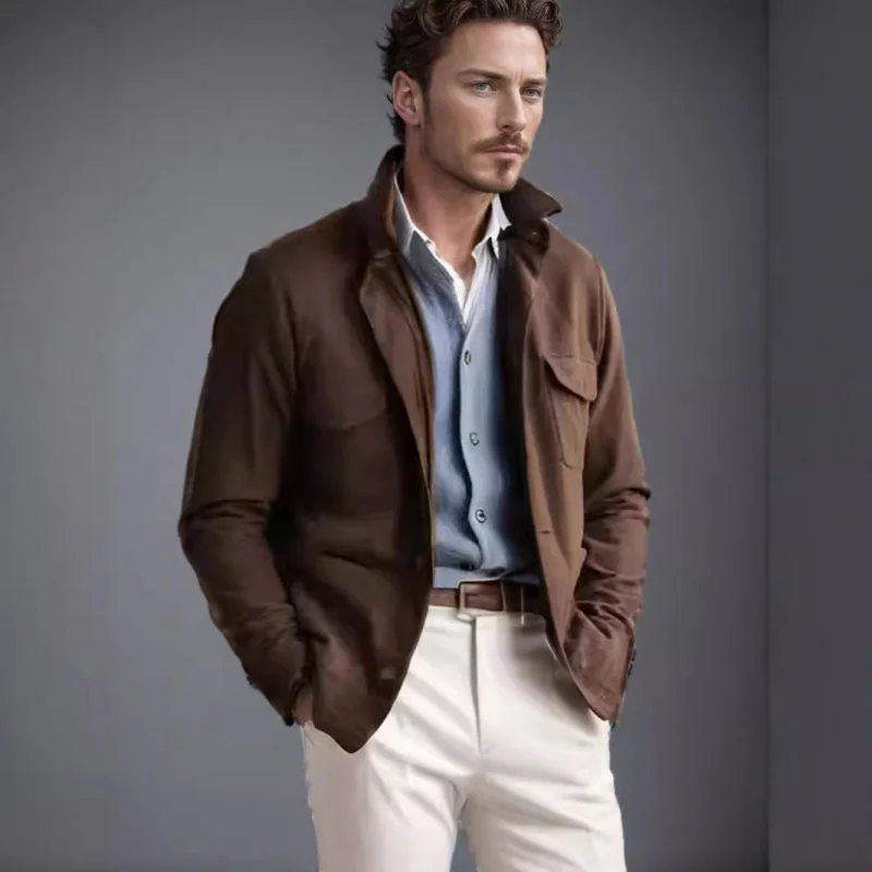 Spring/Autumn jacketTrendy Archaic and Simple British Jacket Men's Coat Spring and Autumn Multi-Pocket Design