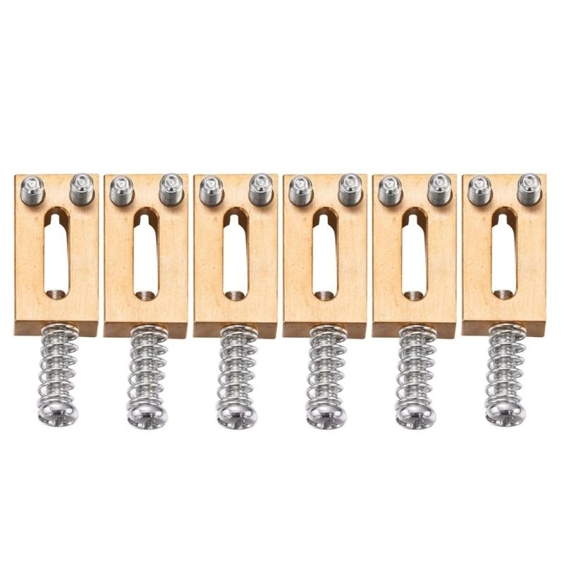

U2JB 6Pcs Bridge Saddle Brass Flat Top Guitar Bridge Saddles with Wrench Guitar Parts