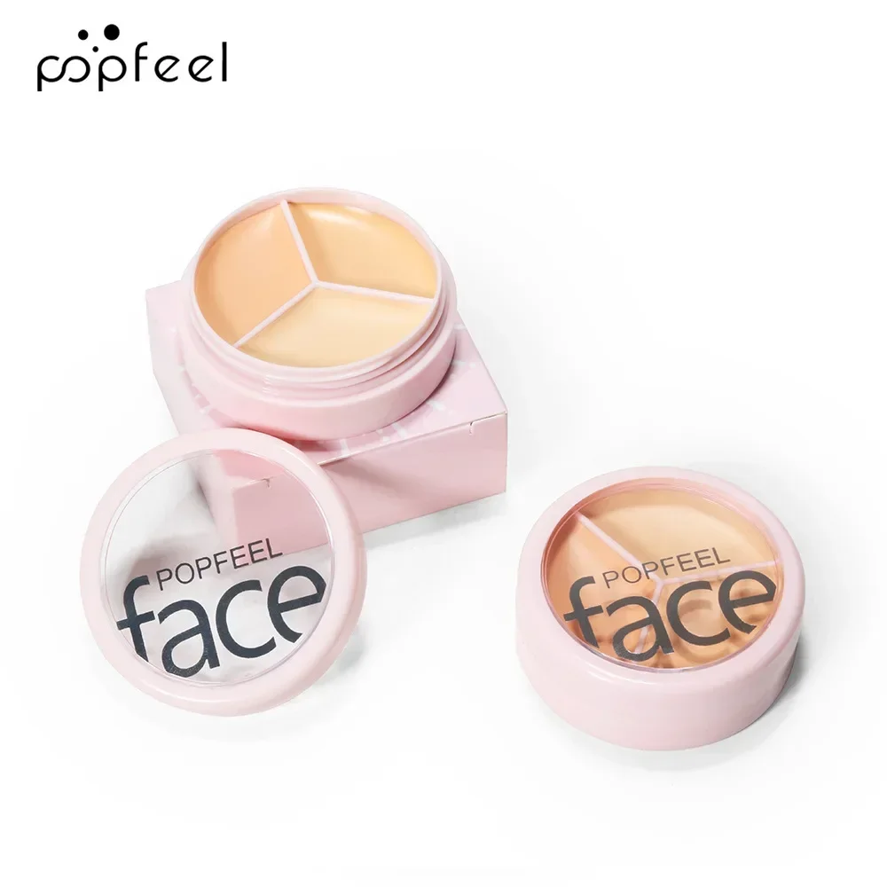 Best-Selling Popfeel Make Up 3Color Concealer Dark Circle Corrector Coverage Nose Contour Shading Cream Palette Face Base Beauty