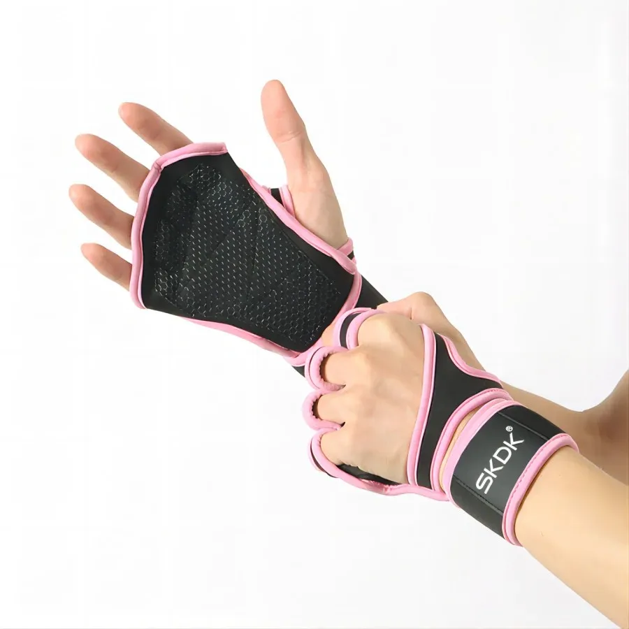 (زوج واحد) قفازات رفع الأثقال قماش الغوص قفازات رياضية قفازات النخيل قفازات المعصم سيليكون عدم الانزلاق حماة اليد #5