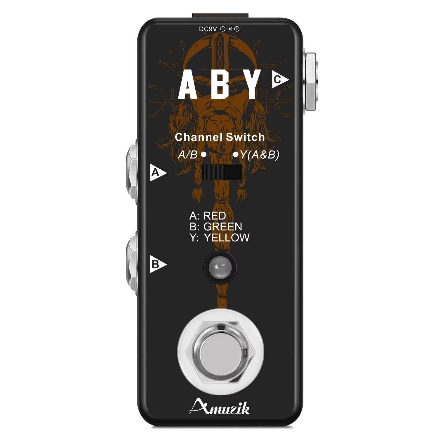 Amuzik ABY Line Selector Guitar Bass Pedal Passive A/B/Y Channel Signal Splitter Switcher ABY Box Stompbox for Guitar Bass AMP