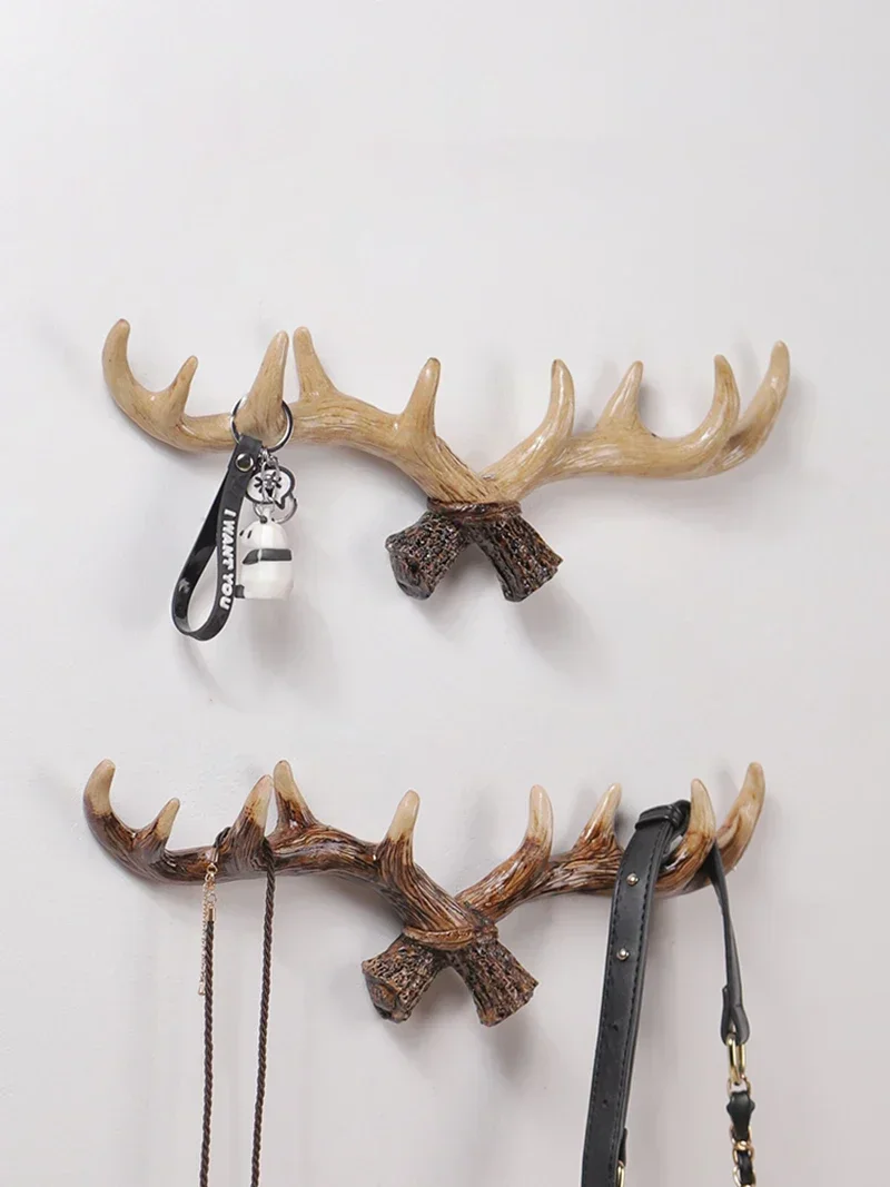 

Retro resin simulation antlers home decoration hook wall wall hanging clothes hanging creative porc h wall key hook