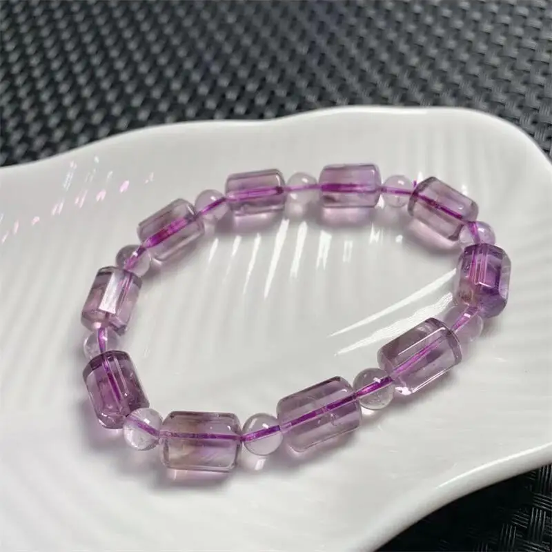 8.7MM Natural Ametrine Bucket Bead Bracelet Stretch Polychrome Handmade Beads Healing Women Jewelry Gift 1pcs