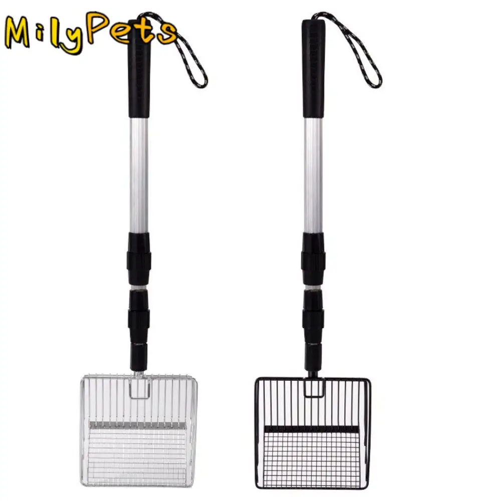 

Stretchable Chicken Coop Rake 3-Section Long Handle Cat Litter Scoop Telescopic Handle Metal Poop Sifting Shovel