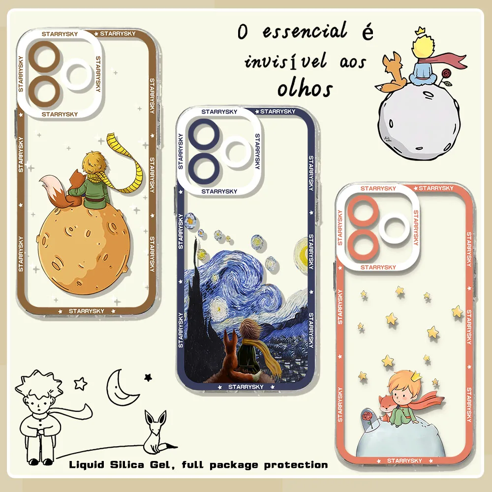 Cartoon Little Prince Phone Case For iPhone 15 14 13 12 Mini 11 Pro Max X XR XS 6 7 8 SE20 Plus Soft Silicone Transparent Cover