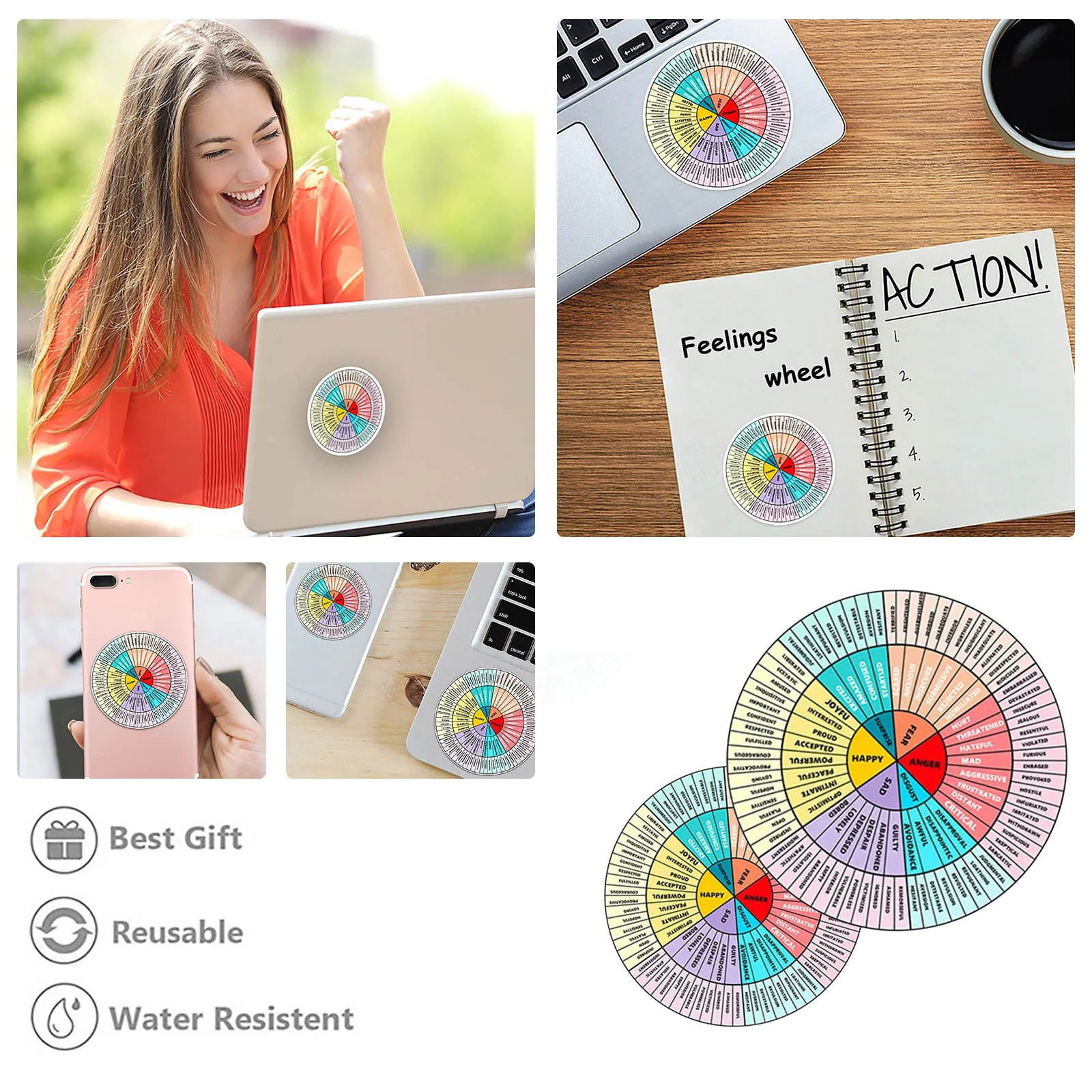 Emotions Chart Feelings Chart Emotion Wheel Social Worker Stickers Mental Health Fridge Magnet School Counselor Office