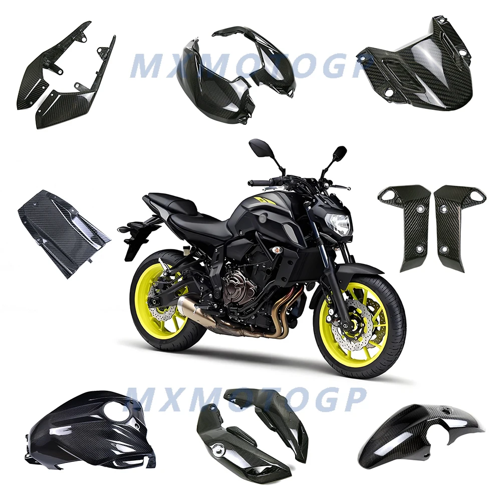 

For YAMAHA MT07 MT 07 2018 2019 2020 100% 3K Carbon Fiber Fender Side Panels Full Fairing Kits Motorcycle Accessories