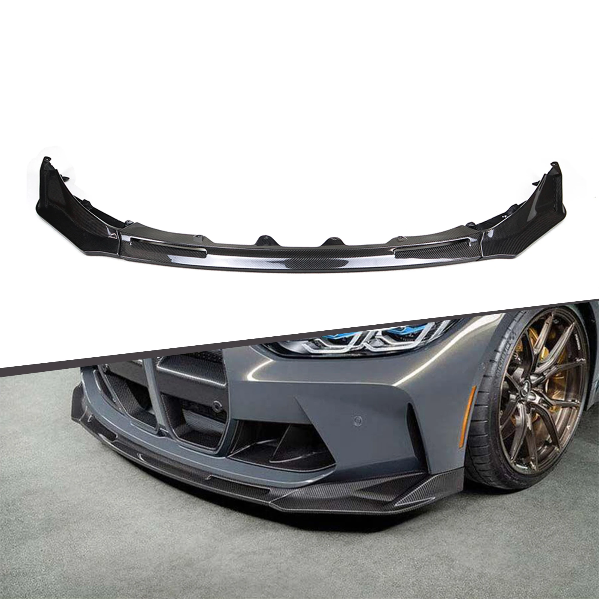 Carbon Fiber V style Front Bumper Chin lip Splitter Body Kit 3 PC For  FOR G80 G81 G82 G83 M3 M4 Competition 2021+