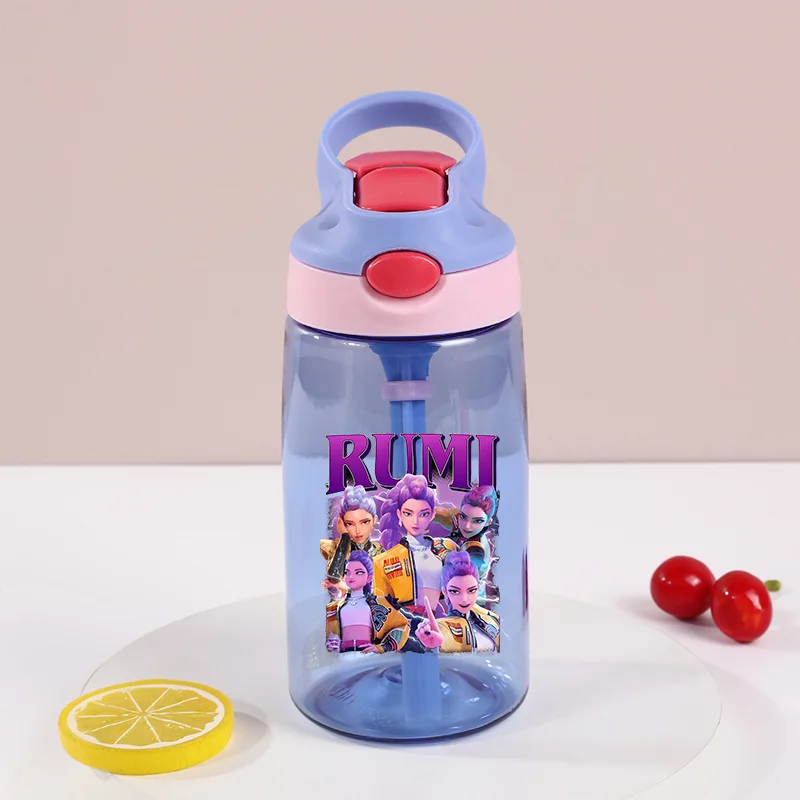 

KPop Охотники на демонов, стеклянная питьевая кружка большой емкости, портативная пластиковая кружка для детей, Kawaii, соломенная чашка для питья, бутылка для воды, подарок