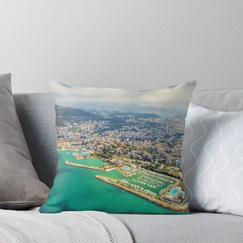

Ariel shot of Jounieh Bay Throw Pillow Decorative pillowcase Decorative Cushion Cover bed pillows pillow