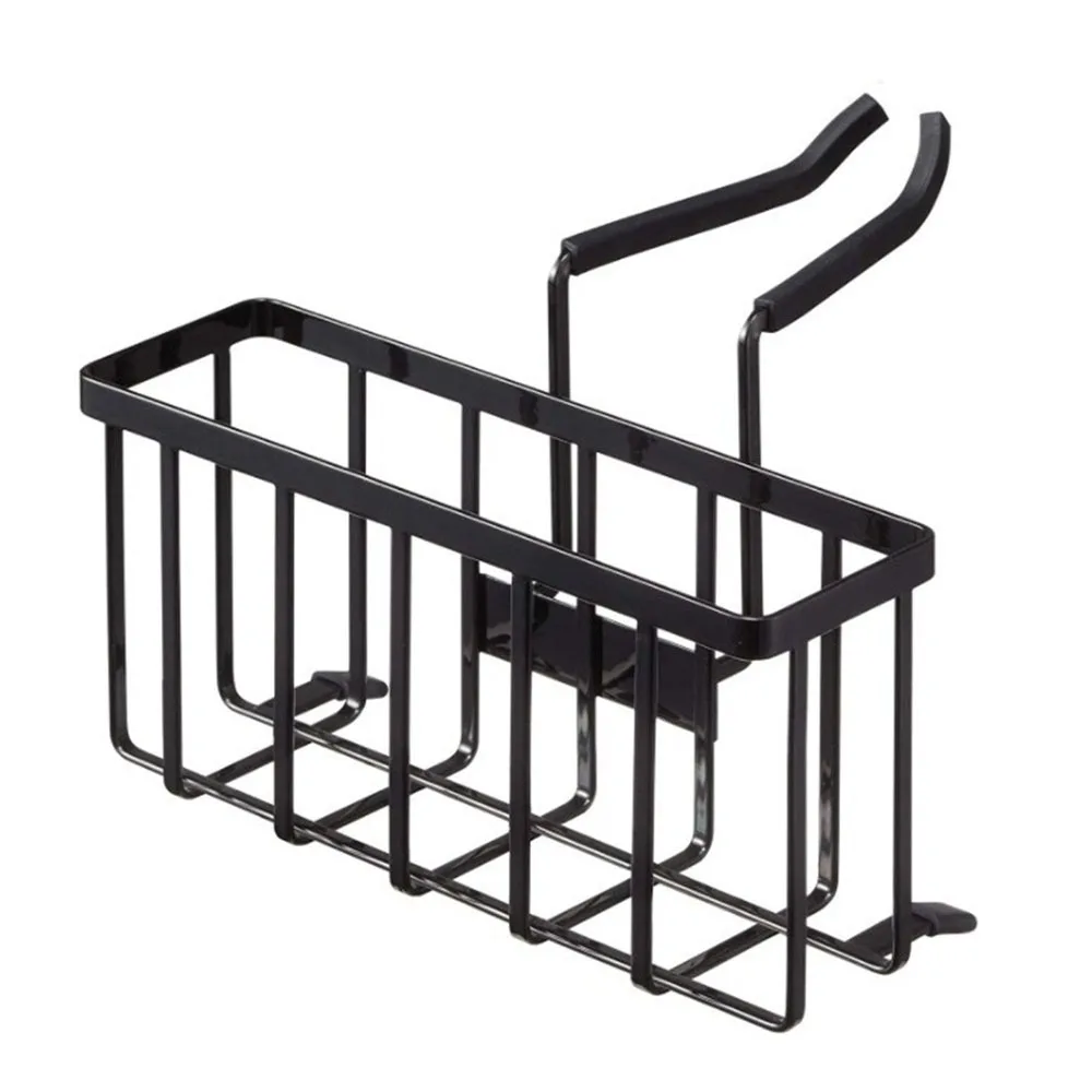 

Carbon Steel Sink Sponge Holder Draining Hanging Design Sink Faucet Shelf Adjustable Space Saving Faucet Rack