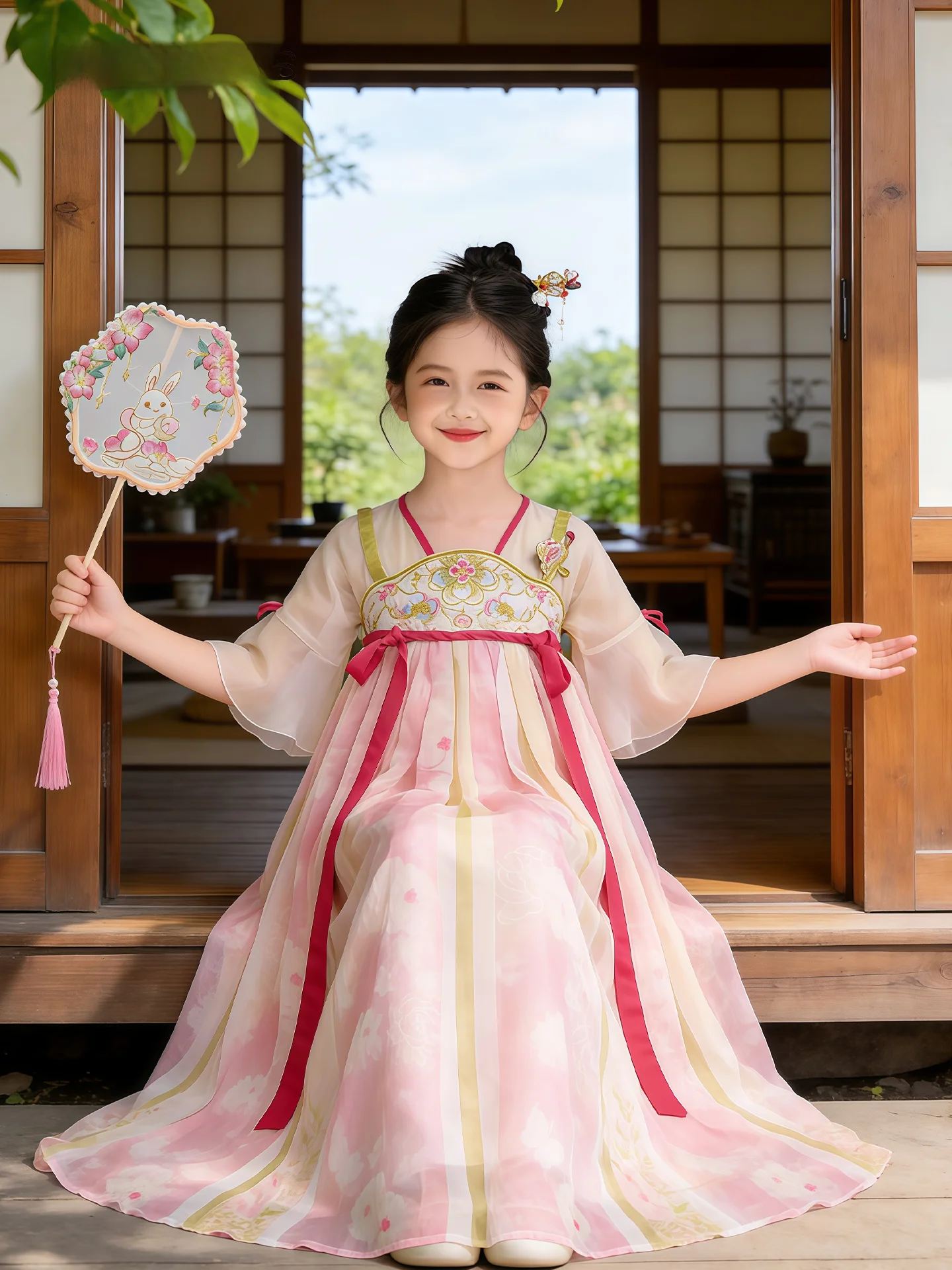 elegant-chinese-style-summer-dress-for-girls-children's-national-fashion-super-fairy-princess-skirt-breathable-comfortable-sk