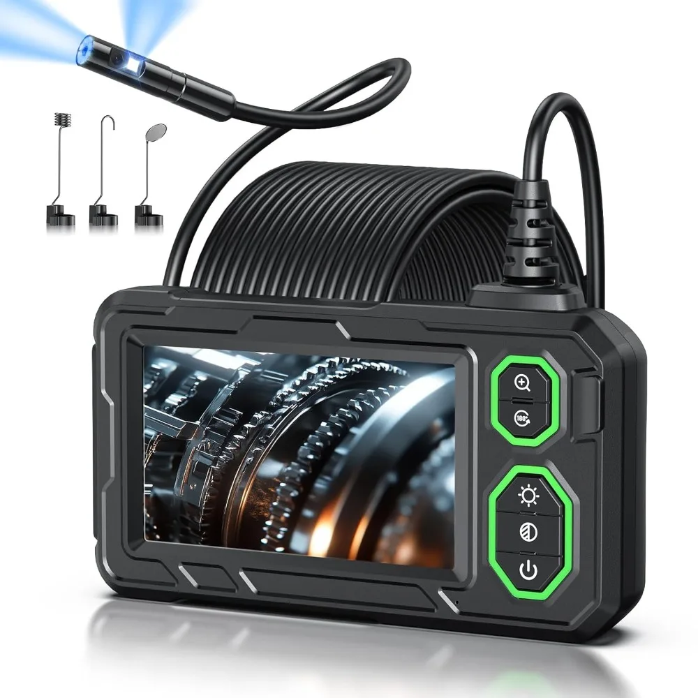 

Endoscope Camera with Light, 1920P HD Dual-Lens Borescope with 8 LED Lights, 4.3" Inspection Camera, IP67 Waterproof Snake