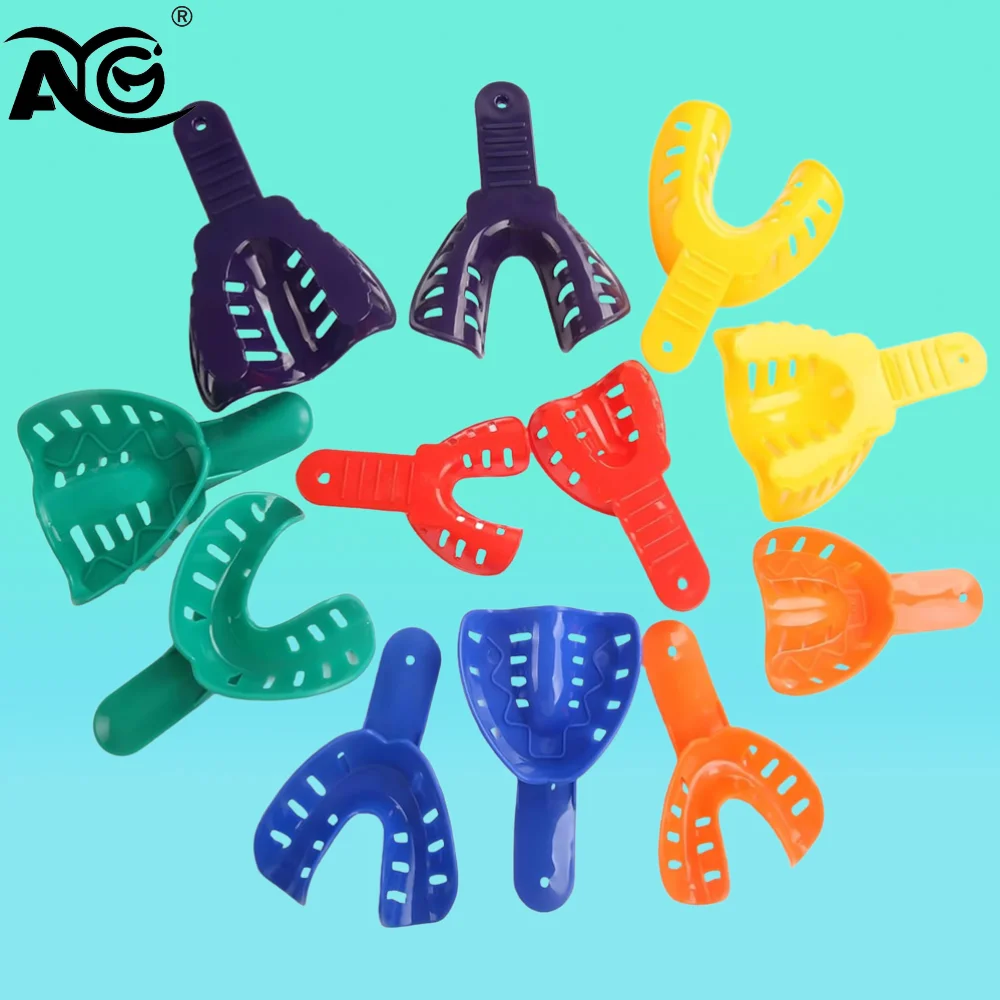 AG 12Pcs/Pack Dental Impression Trays Dentist Impression Durable Plastic Teeth Holder Lab Dentistry Accessory Tools