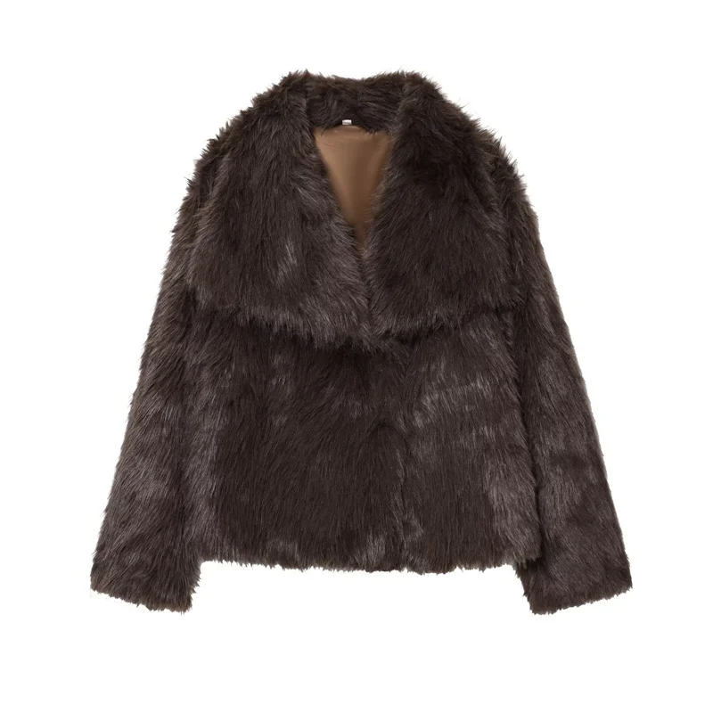 Women's Faux Fur Short Jacket 2026 New Fashion Autumn Long-Sleeve Thicken Coat for Women Warm Parkas Chic Female Outerwear