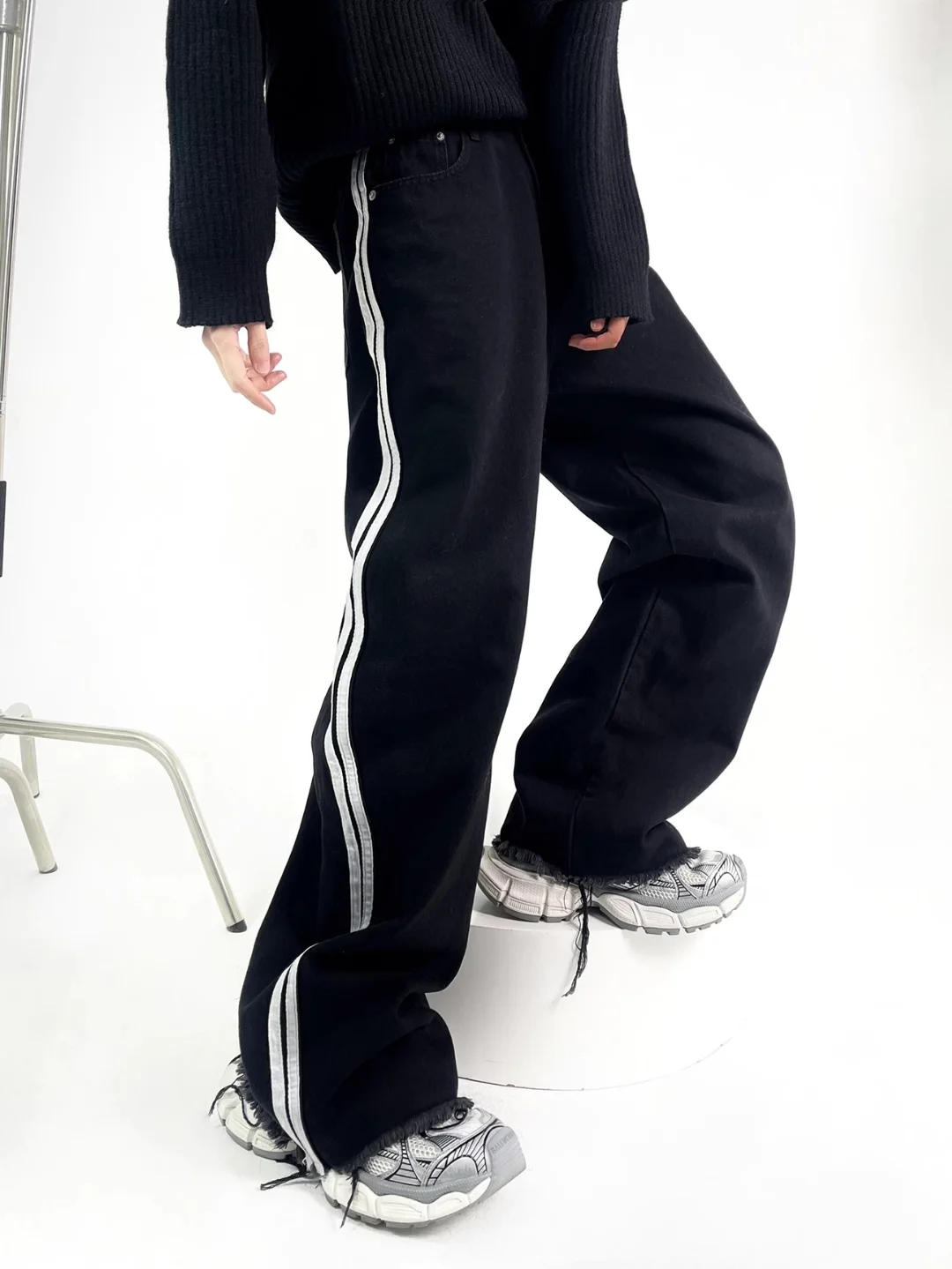 

2025 American retro jeans men's spring style high street loose wide-leg pants trendy brand casual straight work trousers