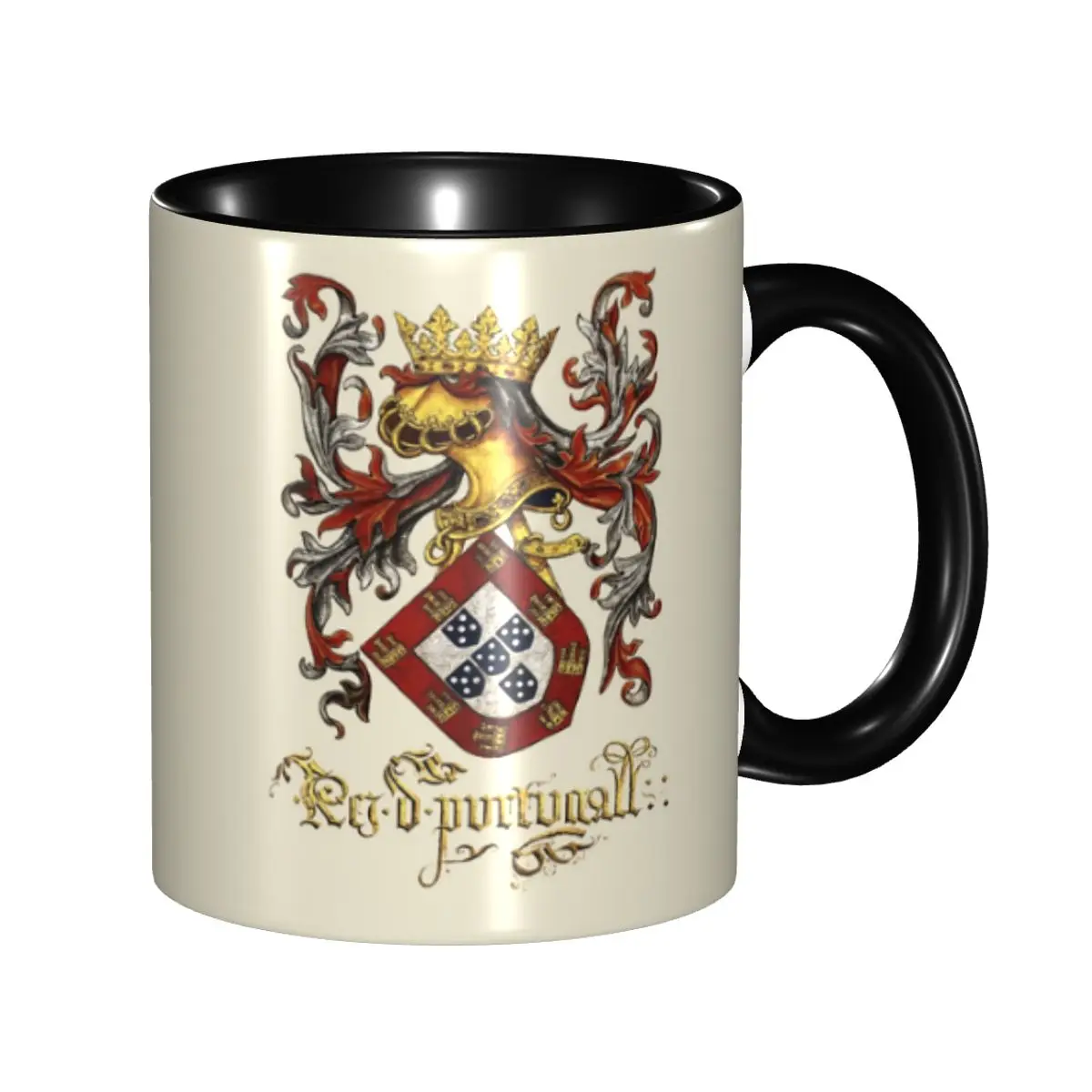 DIY الأسلحة من ملك البرتغال أكواب السيراميك شخصية Livro do Armeiro-Mor فنجان القهوة هدية الإبداعية