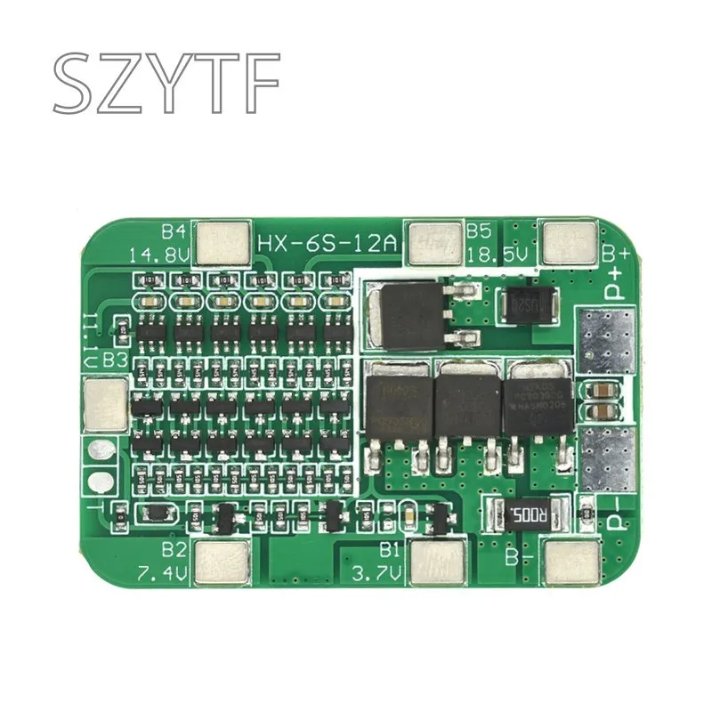 6S 15A 24V PCB BMS Protection Board 22.2V/25.2V 18650/2700 Li-ion Lithium-ion battery balance protection board 