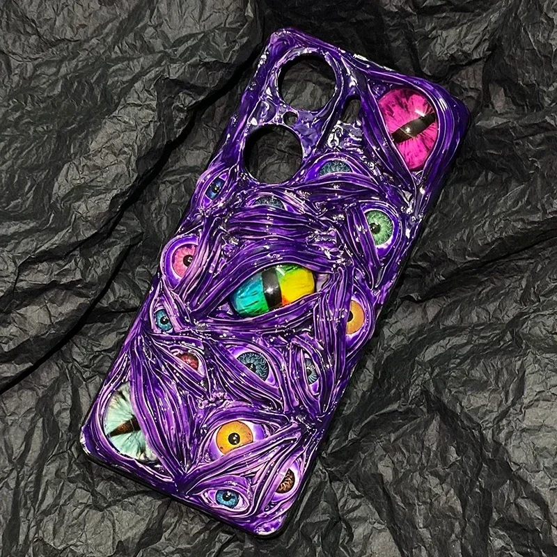 4037 Original Handmade Phone Case 3D Luminous Cthulhu Eyes Customized Horror Gothic Punk Dark Cthulhu Halloween Cell Phone Case