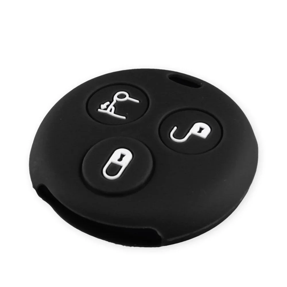 KEYYOU Key Rings Silicone Car Key Cover Case Shell Skin For Mercedes Benz Smart City Fortwo Roadster 3button Car Key Holder