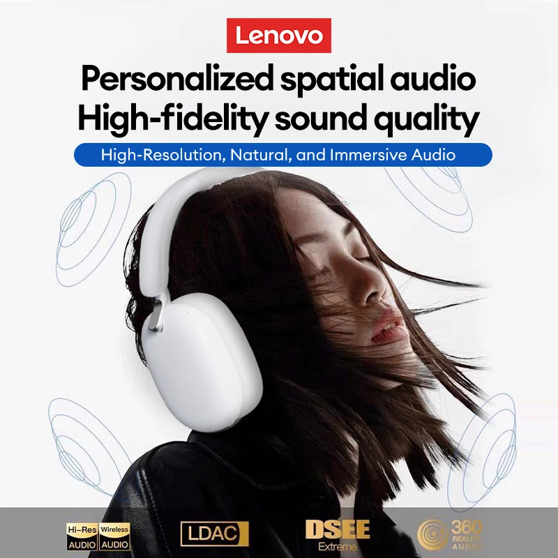 Original Lenovo TH60 auriculares inalámbricos Bluetooth 5,4 sobre la oreja llamada HD auriculares de sonido envolvente HIFI auriculares de baja latencia de juego