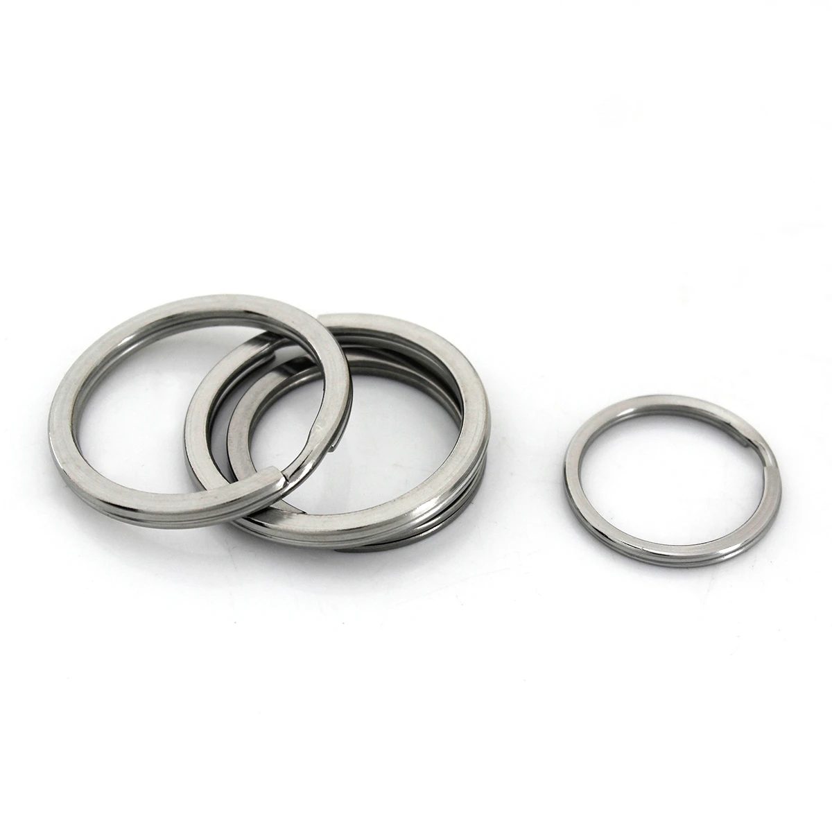 Picture 4: 5pcs Stainless Steel Split Rings Flat-wire Double Loop Keyring O Ring 15-38mm Keychain Keys Holder DIY Hardware Accessories