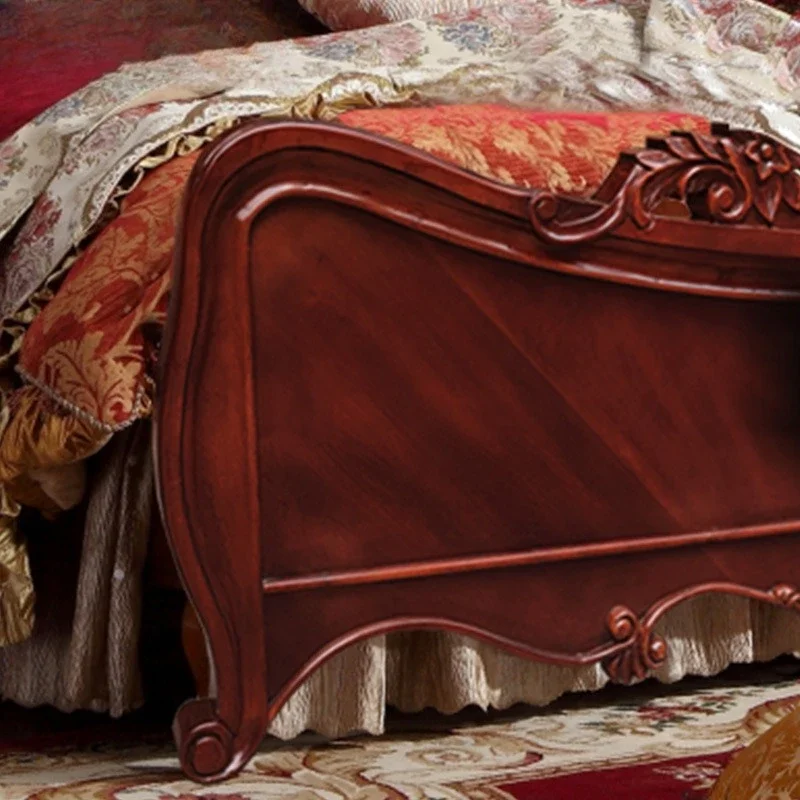 Американская светлая роскошная кожаная кровать, атмосферный брак, двуспальная кровать с цветком из лежачего дерева
