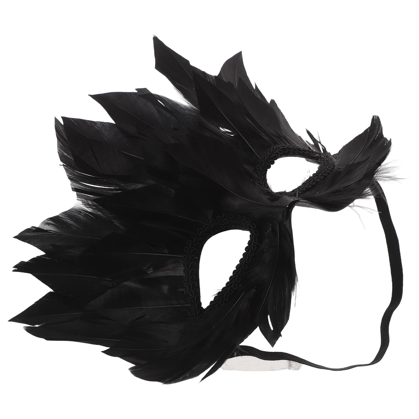 

Feathered Black Half Face Venetian Masquerade Mask Halloween Carnival Cosplay Party Mask Prop for Women Cosplay Masks Masquerade
