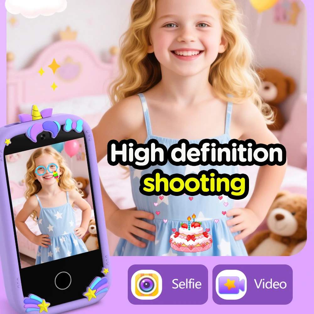 โทรศัพท์ของเล่นเด็กใหม่ 18 เกม บันทึกวิดีโอ เครื่องเล่นเพลง โทรศัพท์ของเล่นมินิสำหรับเด็ก กล้องถ่ายรูป ของขวัญวันเกิดสำหรับเด็กชายและเด็กหญิง