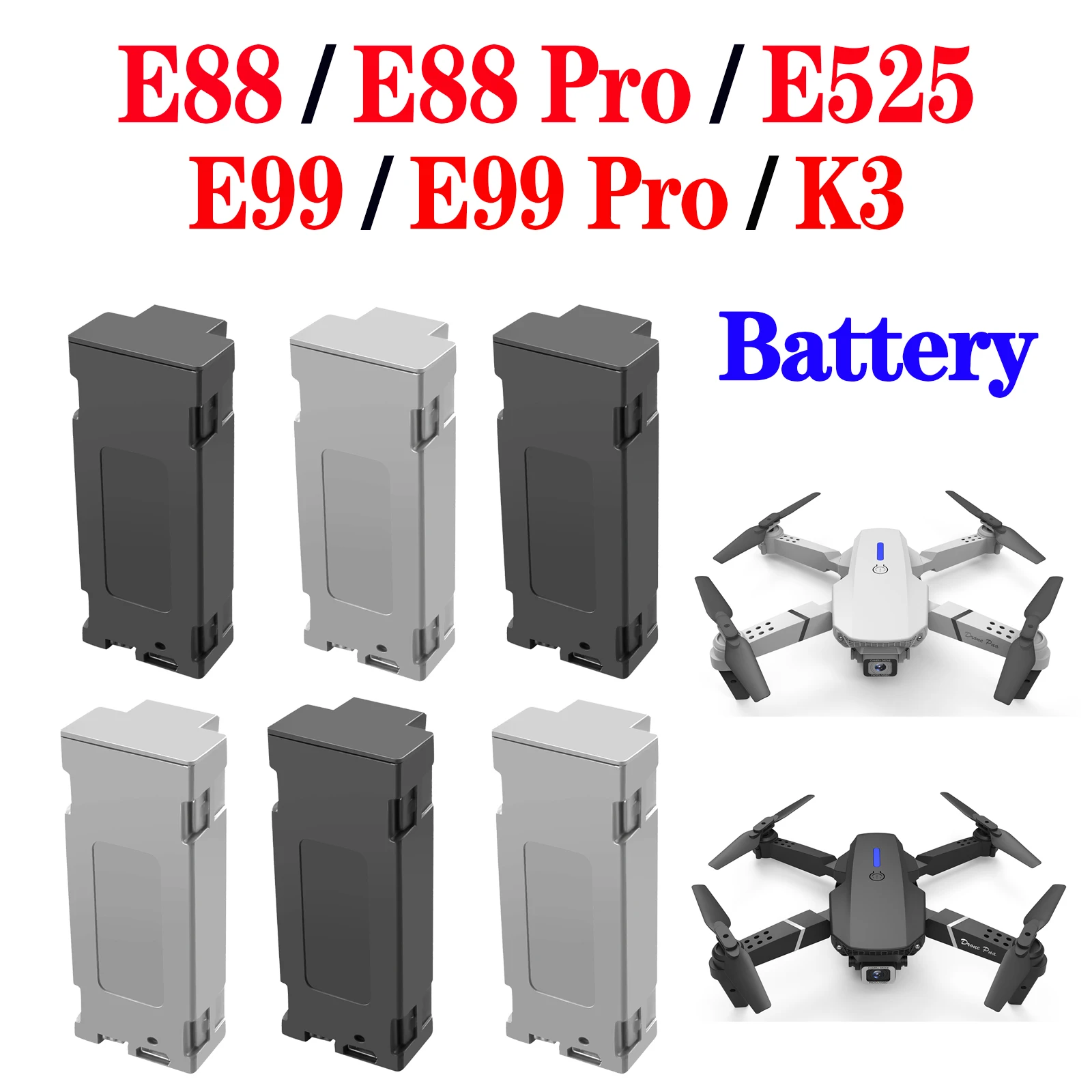 E88 bateria do drona 3.7V 1800mAh dla E99 K3 E99PRO E525 Mini Dron bateria 4K Dron część zamienna bateria E88 części akcesoria Pro