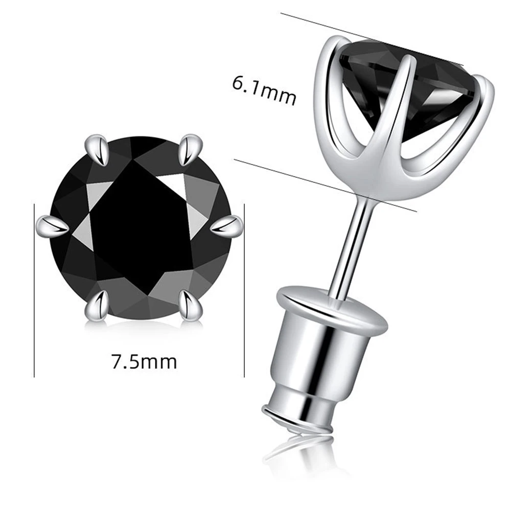 Classic Black Moissanite Earrings For Women Iced Out Silver S925 Ear Studs Pass Tester Hip Hop Jewelry Free Shipping With GRA