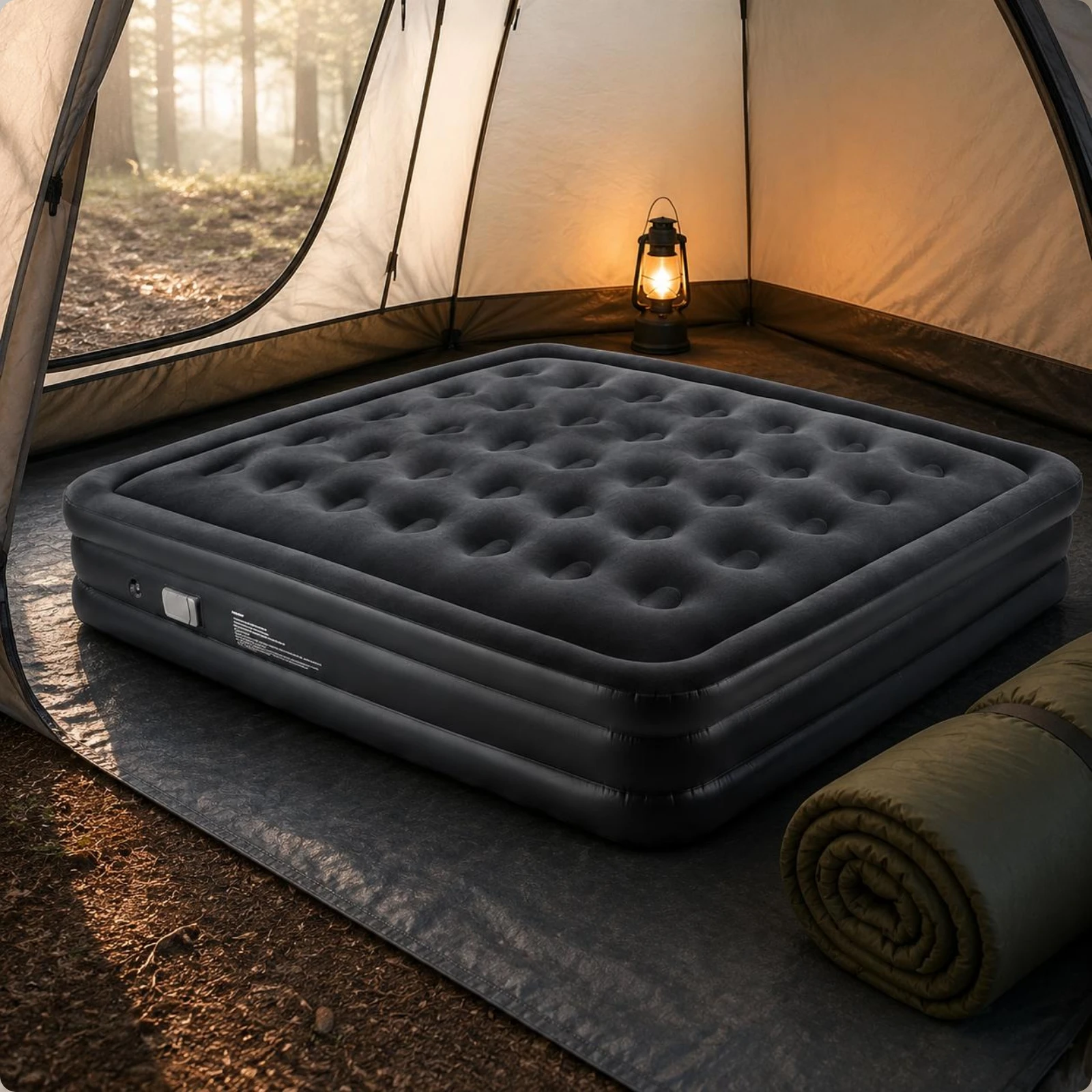 Portable Camping Air Mattress Built-in Pump Auto Inflate Bed Flocked Air Bed Sturdy Support Thick Inflatable Mattress Versatile - view 6