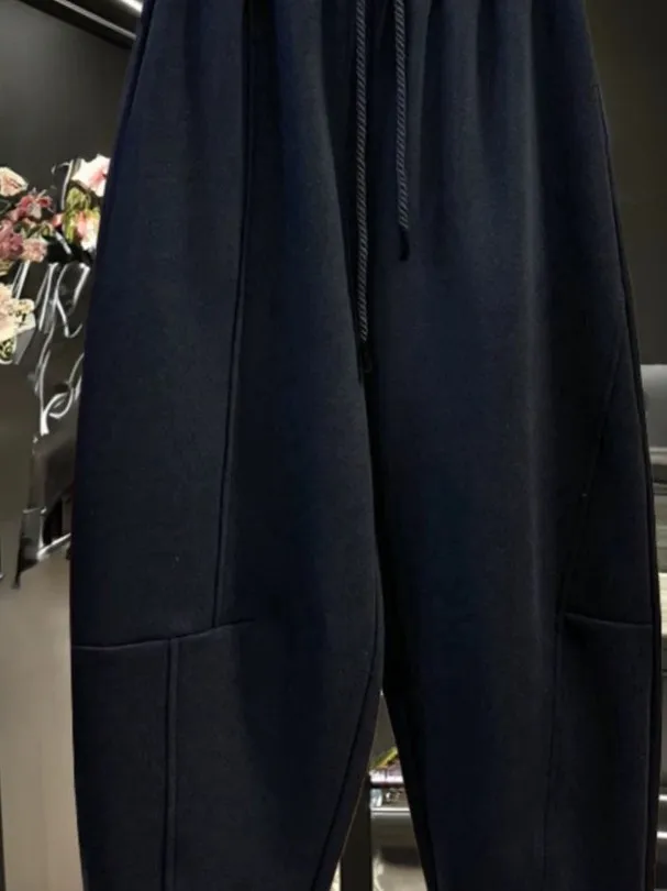 

plus Size Elastic Waist Thiened Fce Men's Casual Pants Warm Winter Trousers Harlan Sle Streetwear for Teenagers