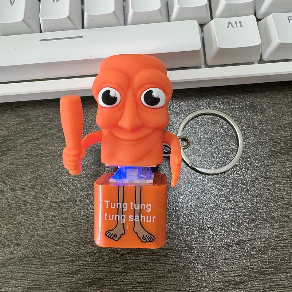 Anime Wooden Stick Man Keychain Tung Tung, Luminous Pendant Figure, Collectible Decorative Gift