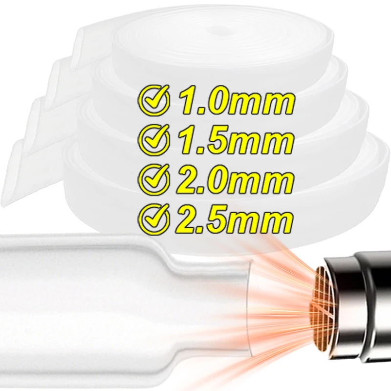 Transparent Heat Shrinkable Tube 2:1 Heat Shrink Tube Clear Flexible Earphone Line Audio Cable Sleeve Wrap Sheath 1/1.5/2/2.5mm