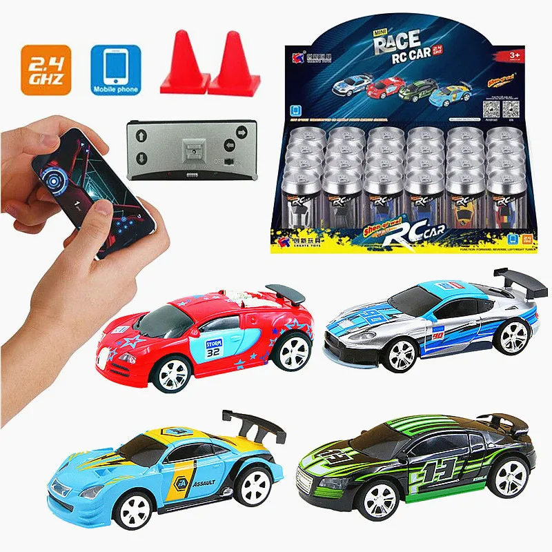 Multicolor Coke Can Mini Speed Sport Car RC Radio Remote Control Vehicle Micro Racing Car Toy Gift For Child-random indoor racer