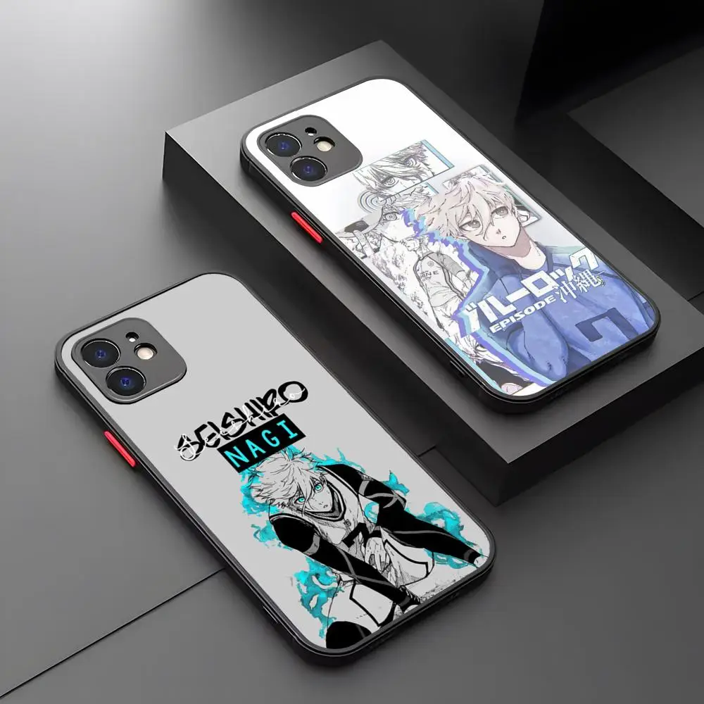 Blue Lock Nagi Seishiro Handyhülle für iPhone 17 16 15 14 13 12 Pro Max Xr Air Plus Mini – Hautgefühl, schwarze Hartschalenhülle