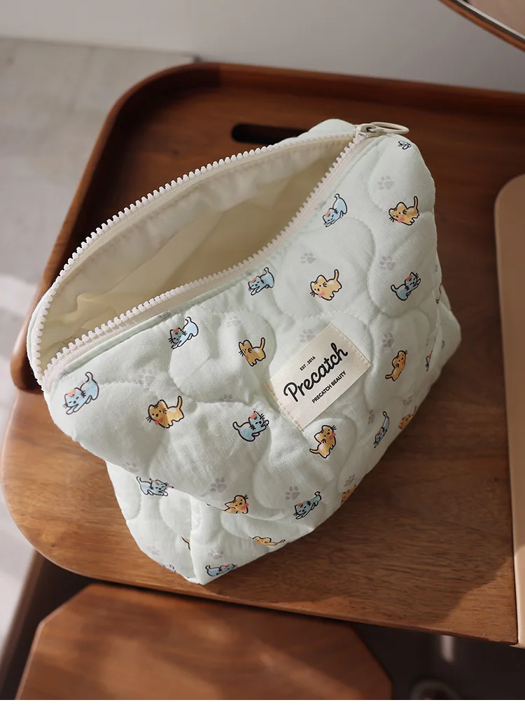 Niedliche bedruckte Katzen-Aufbewahrungstasche, Kosmetiktasche, Damenbinden- und Hygieneartikel-Tasche, tragbare kleine Make-up-Tasche für Mädchen – Detail 8