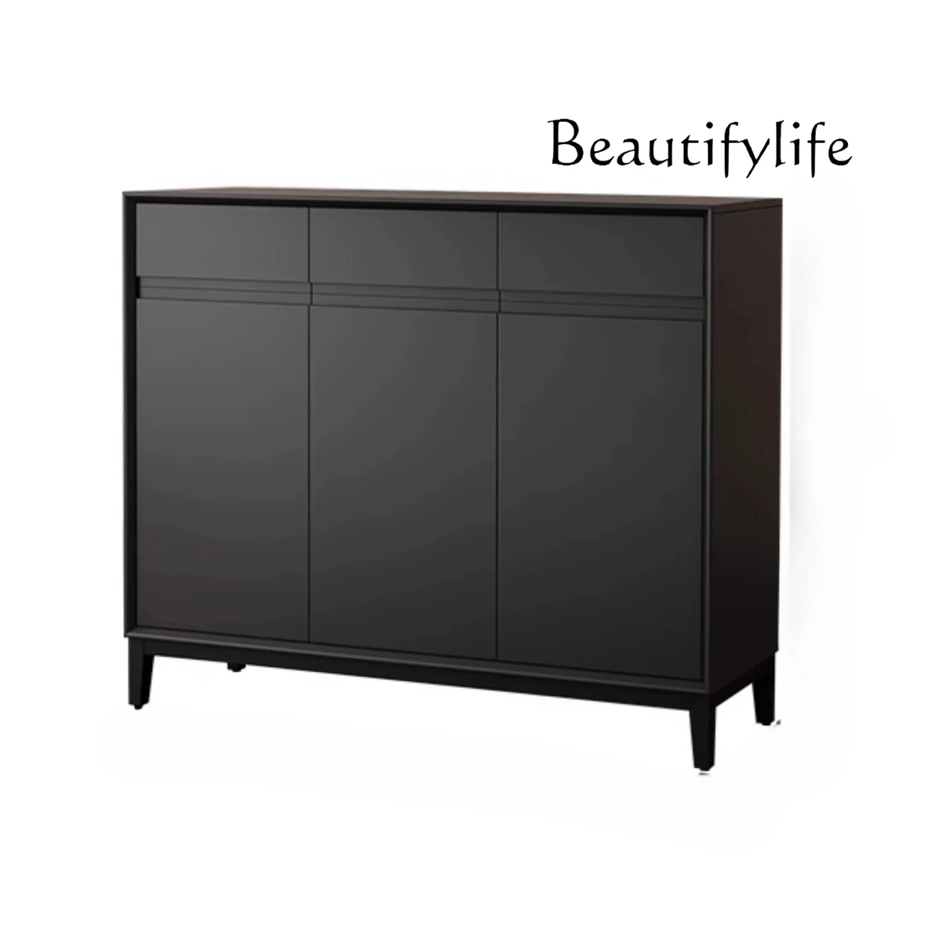 Y Italian Minimalist Shoe Cabinet Solid Wood Simple Indoor Large-capacity Storage Black Shoe Cabinet Entrance Cabinet