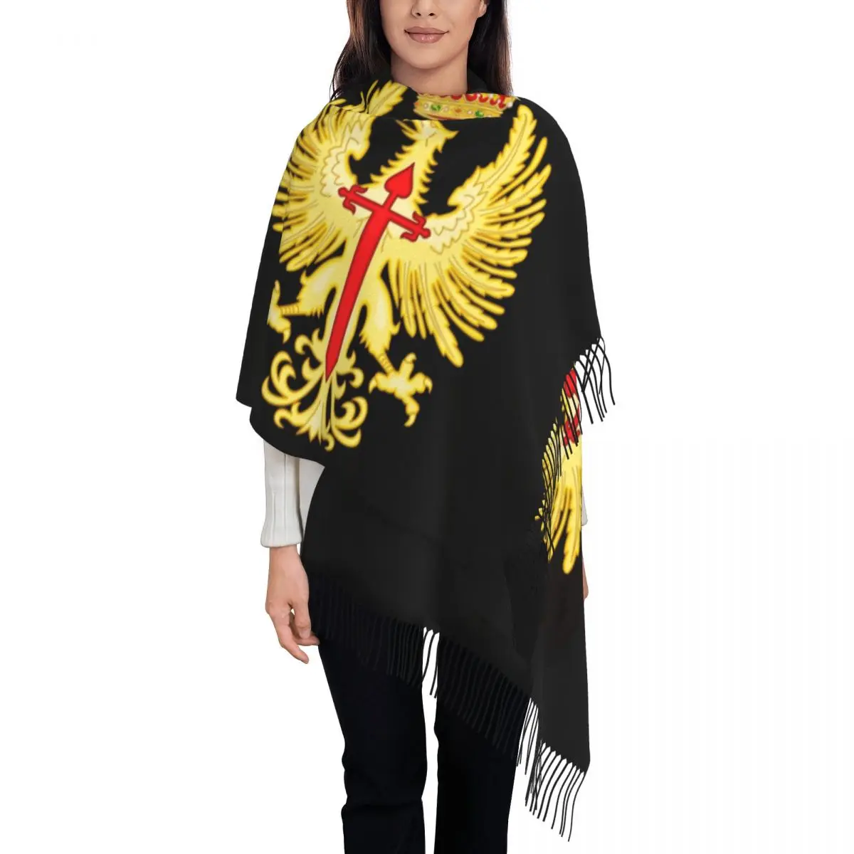 Luxury Seal Of The Spanish Army Tassel Scarf Women Winter Warm Shawl Wrap Female Spanish Legion Legi N Espa Ola Scarves