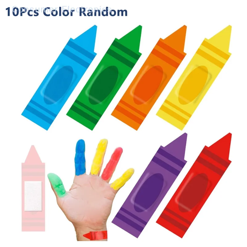 10pcs Candy Colored Cartoon Pencil Shape Waterproof Wound Dressing Wound Band Aid Hemostasis Bandage Bandaids Emergency