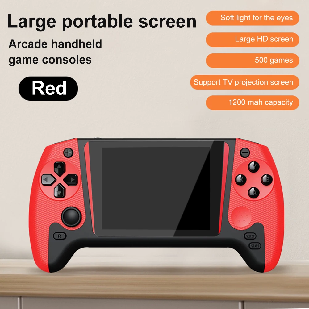 Console de jogos com tela lcd de 3.5 polegadas, 500 jogos integrados, console de videogame portátil para crianças e adultos para jogador único