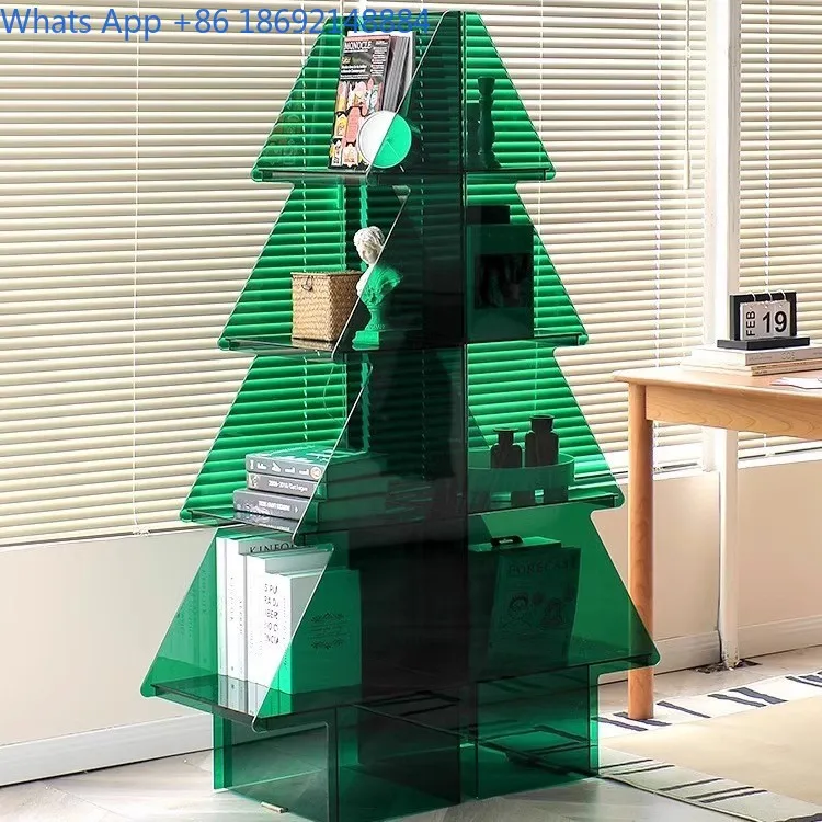 Luxury Acrylic Storage Rack Christmas Tree Living Room Multi Tier Display Stand Floor Bookshelf Decorative