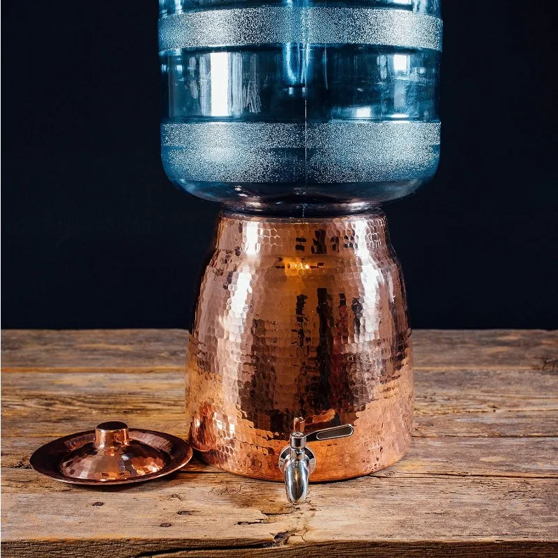 Sertodo Copper Niagara Water Dispenser 100% Pure Copper,Heavy Gauge,Hand Hammered 2+ Gallons Capacity,Holds 2-5 Gallon Water