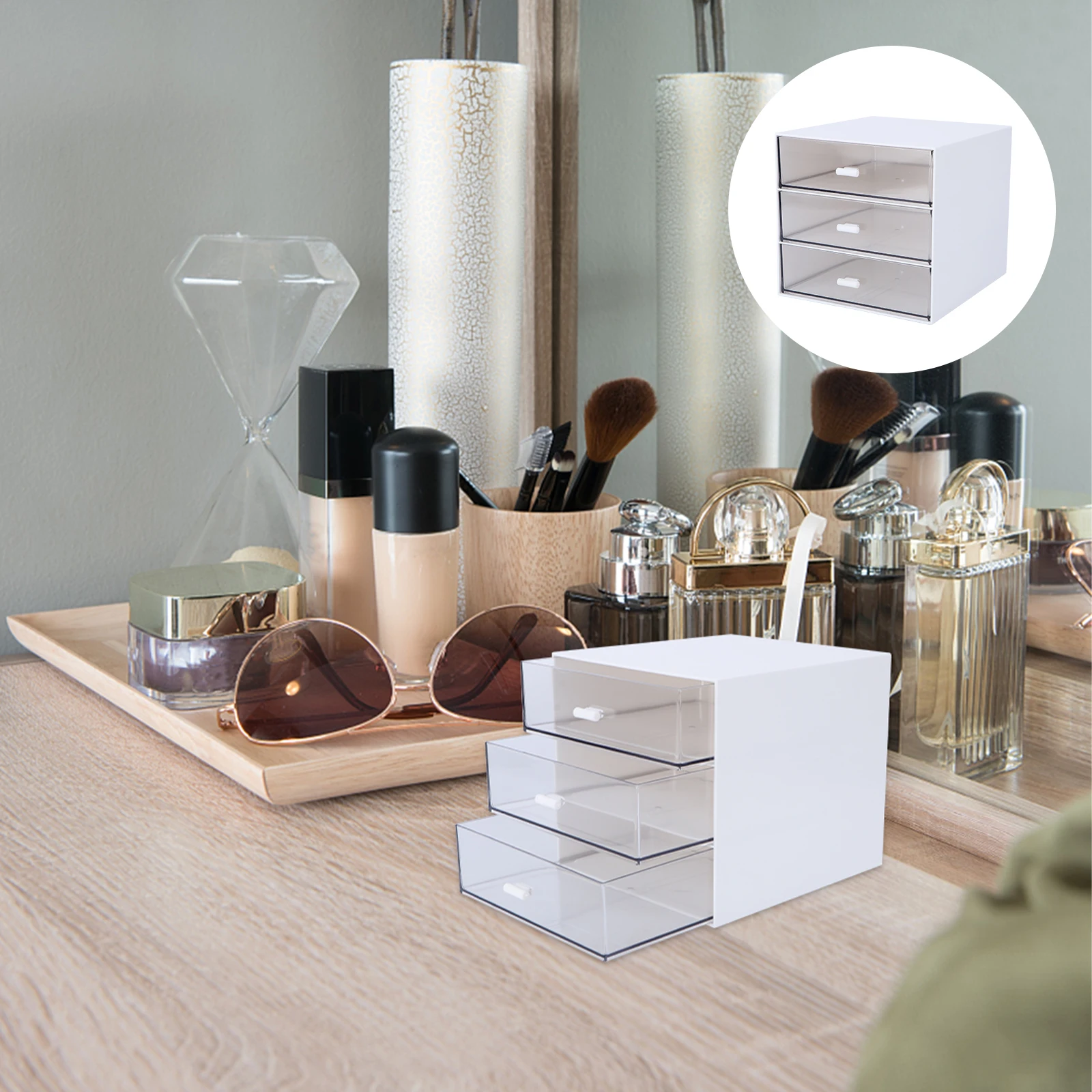 

2PCS Multipurpose Storage Box PP Material Compact Drawer ganizer Multi Layer Cosmetics Rack Container for Stationery Daily