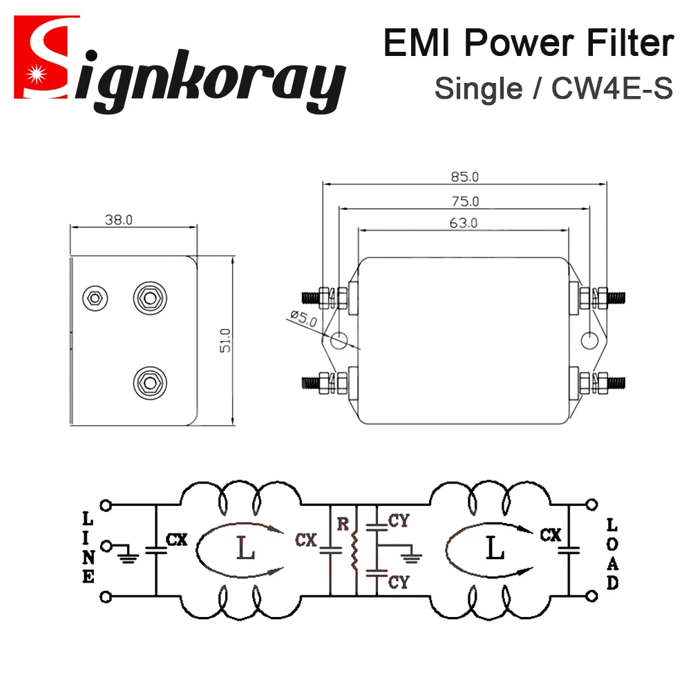 CANNY WELL Power EMI Filter CW4E-10A 20A 30A 40A-S Single Pole Filter Connector Single Phase 220V Purification Anti-jamming